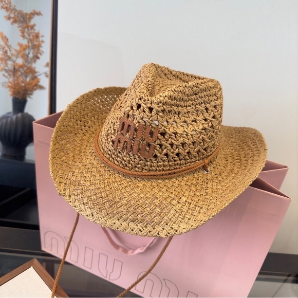 Miu Miu Accessories - Miu Miu Brown Woven Hat NWT